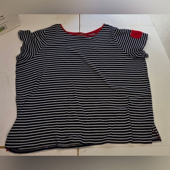 Ralph Lauren Women's Navy and White Striped Tee. 100% Cotton 3X - Picture 6 of 13